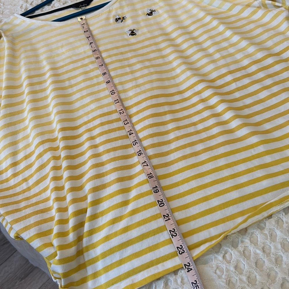 Joules bumble bee Marina yellow stripe long sleeve top plus size 22 cotton - Picture 15 of 16